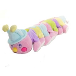 Peluche doudou Chenille rose bleu vert jaune Grelot 45 cm MGM Dodo d Amour (26077)