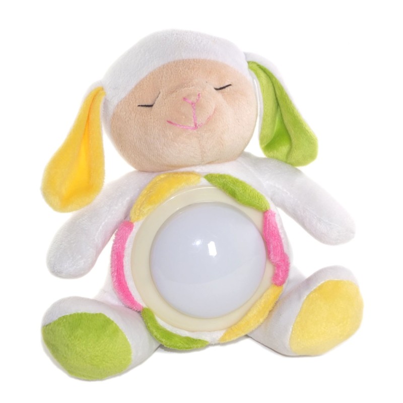 Veilleuse Musicale Lapin Mouton chien blanc fleur vert jaune rose MGM 22 cm (26080)