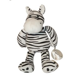 Doudou peluche Zèbre Carré Blanc 35 cm Blanc noir neuf etiqu (28020)