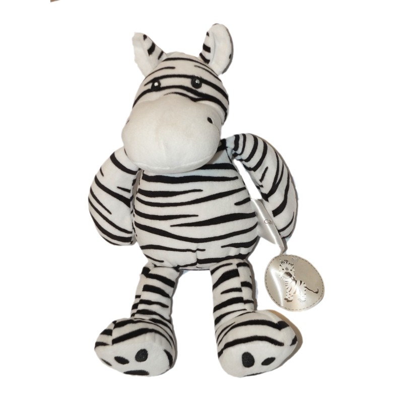 Doudou peluche Zèbre Carré Blanc 35 cm Blanc noir neuf etiqu (28020)