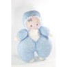 Doudou poupee tissu chiffon bleue Mundia 30 cm Motifs feuilles  (20925)