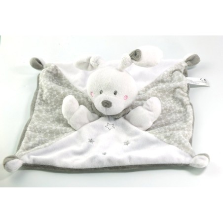 Doudou plat blanc gris taupe étoiles  579/2022 Nicotoy (18945)