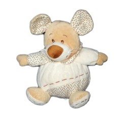 Peluche doudou Souris blanc beige Partner Jouet 26 cm (19628)