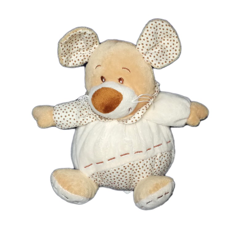 Peluche doudou Souris blanc beige Partner Jouet 26 cm (19628)