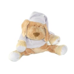 Peluche doudou chien mauve beige Doodoo Babiage  30 cm Boitier Musique et bruits Intra uterins (19497)