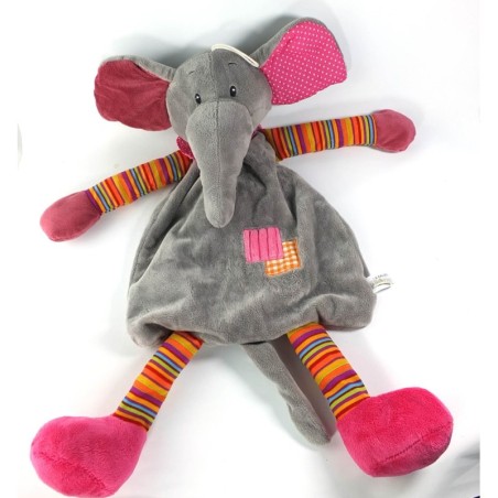 Peluche doudou Range Pyjama Elephant gris La Galleria 62 cm (20722)