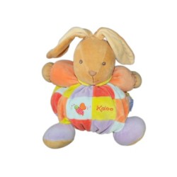 Doudou LAPIN orange Multicolore Abeille KALOO - Grelot - H 22 cm environ (8639)