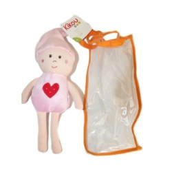 Doudou poupée Rose coeur brodé KIKOU - Creativtoys 30 cm (7903)