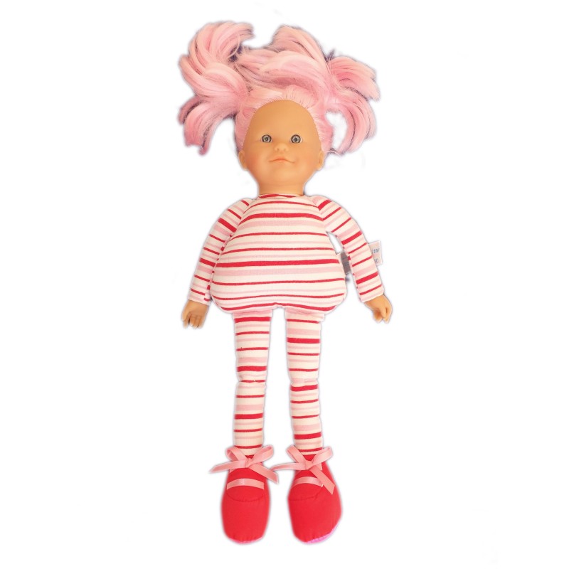 Doudou poupée Tissu COROLLE 2008 Cheveux roses - 40 cm Ref 95 11J12E (6872)