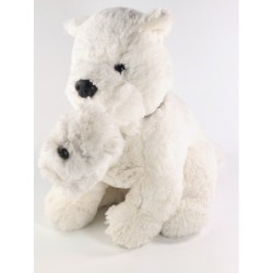 Peluche doudou Chien blanc et son bébé Jours Heureux 35 cm (22485)