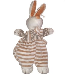 Peluche doudou Lapin blanc beige rayures Range Pyjama 50 cm ADDEX (24464)