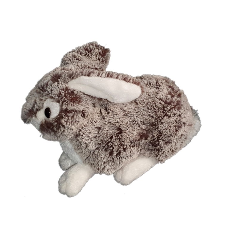 Doudou peluche Lapin marron blanc chiné 25 cm  (23582)