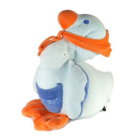 Doudou peluche Oie bleue orange Bébé d'Amour 30 cm (17693)