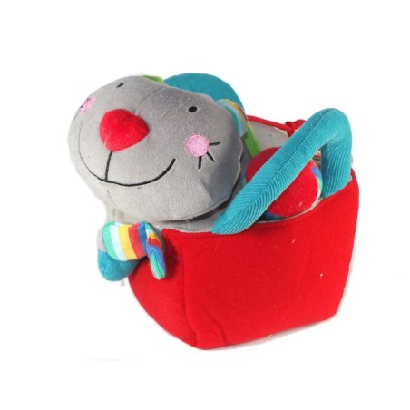 Doudou Peluche Souiris grise  EBULOBO Oxybul Eveil et Jeux 36 cm (17696)