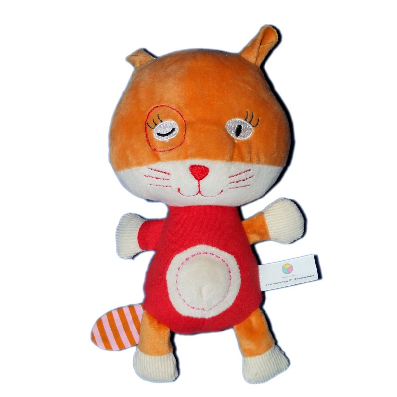 Doudou Peluche CHAT rouge orange - OXYBUL Fnac Eveil et Jeux - H 22 cm (6253)