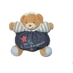 Doudou Kaloo Ours bleu 25 cm Denim J'ai la bouche remplie de Rire (27033)