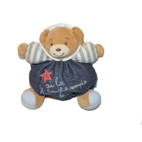 Doudou Kaloo Ours bleu 25 cm Denim J'ai la bouche remplie de Rire (27033)