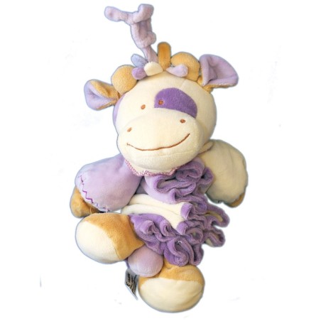 Peluche Musicale doudou Accordéon VACHE mauve - LASCAR - H 26 cm (6443)