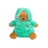 Doudou peluche ours marron déguisé Lapin bleu vert Turquoise Baby Pandoo 22 cm (6519)