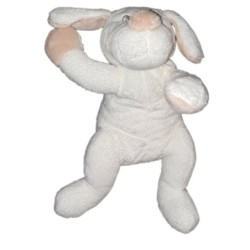 Doudou chien blanc beige allonge 25 cm Jours Heureux (23570)