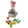 Peluche Doudou d Activite Eveil Lapin Chien gris grelot 35 cm EBULOBO (25959)