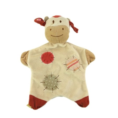 Doudou plat vache beige rouge ronds NATURE ET DECOUVERTES (26331)
