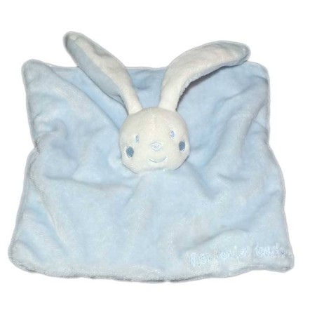 Doudou Plat Lapin bleu Mon premier Doudou Kimbaloo La Halle (14848)