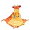 Doudou plat Girafe orange jaune Mots d'Enfants poussin oiseau attache sucette (20252)