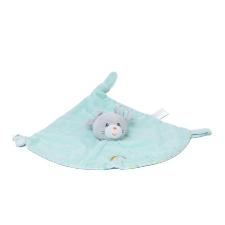 Doudou Plat Souris Bleu Vert Arc en Ciel Gipsy (28502)