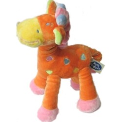 Doudou GIRAFE rose orange MOTS D ENFANTS Siplec Leclerc 25 cm (8797)