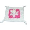 Doudou plat Faon Biche blanc rose Kimbaloo La Halle 4 noeuds Fleur (14591)