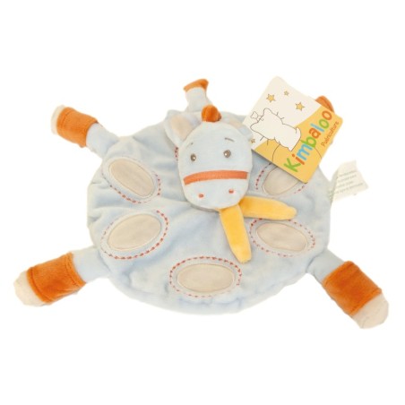 Doudou plat rond CHEVAL Poney bleu orange KIMBALOO La Halle (7543)
