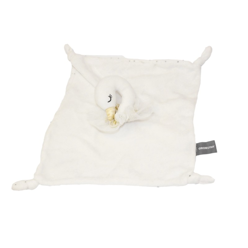 Doudou plat cygne blanc collerette en tulle Orchestra Prémaman (27850)