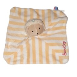 Doudou plat Herisson beige jaune blanc rayures Sucre d Orge (24468)