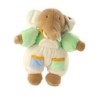 Peluche doudou Elephant vert salopette Ajena 22 cm grelot (20301)