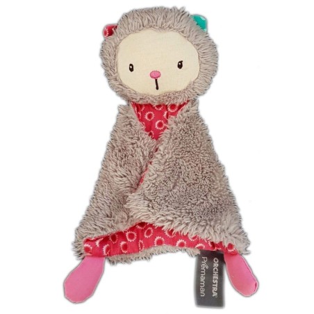Doudou plat chat ours gris rose Orchestra Premaman (20776)