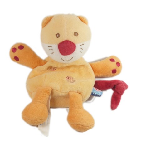 Doudou Chat Cajou orange Attache tétine Sucre d'Orge (18219)