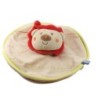 Doudou plat rond Lion beige vert rouge Sucre d'Orge (18216)