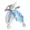 BABY NAT Doudou Chien Poupi bleu blanc rayures pois (20766)