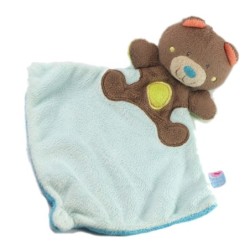 Doudou plat Ours marron bleu SUCRE D'ORGE (18242)