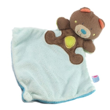 Doudou plat Ours marron bleu SUCRE D'ORGE (18242)