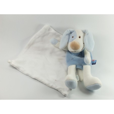 Doudou chien bleu Cajou Mouchoir blanc Sucre d Orge (18253)