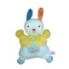 Doudou semi plat coussin LAPIN bleu Vert - POMMETTE (9190)