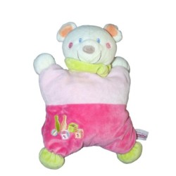 Doudou semi plat coussin OURS rose Quilles Dés - POMMETTE  (13007)