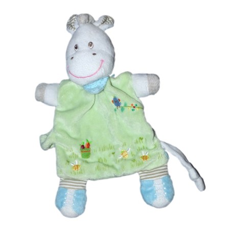 Doudou plat Cheval Poney Vert Bébérêve (12759)