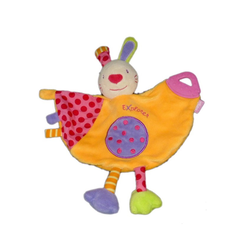 Doudou Lapin Explorer BABYSUN Baby Sun orange - Anneau dentition (8452)