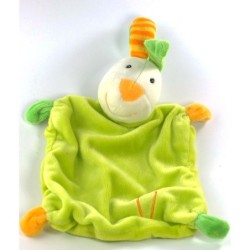 Doudou plat Lapin vert Carotte Grelot Babysun (18555)