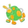 Doudou plat - LAPIN orange vert BABYSUN - Grelot - Anneau dentition (11236)