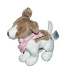 Doudou Chien blanc beige gris marron JACADI Paris H 20 x L 15 cm (12865)