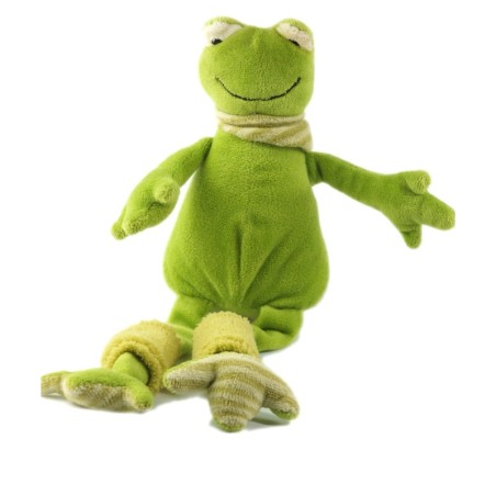 Peluche doudou Grenouille verte 15 cm assis